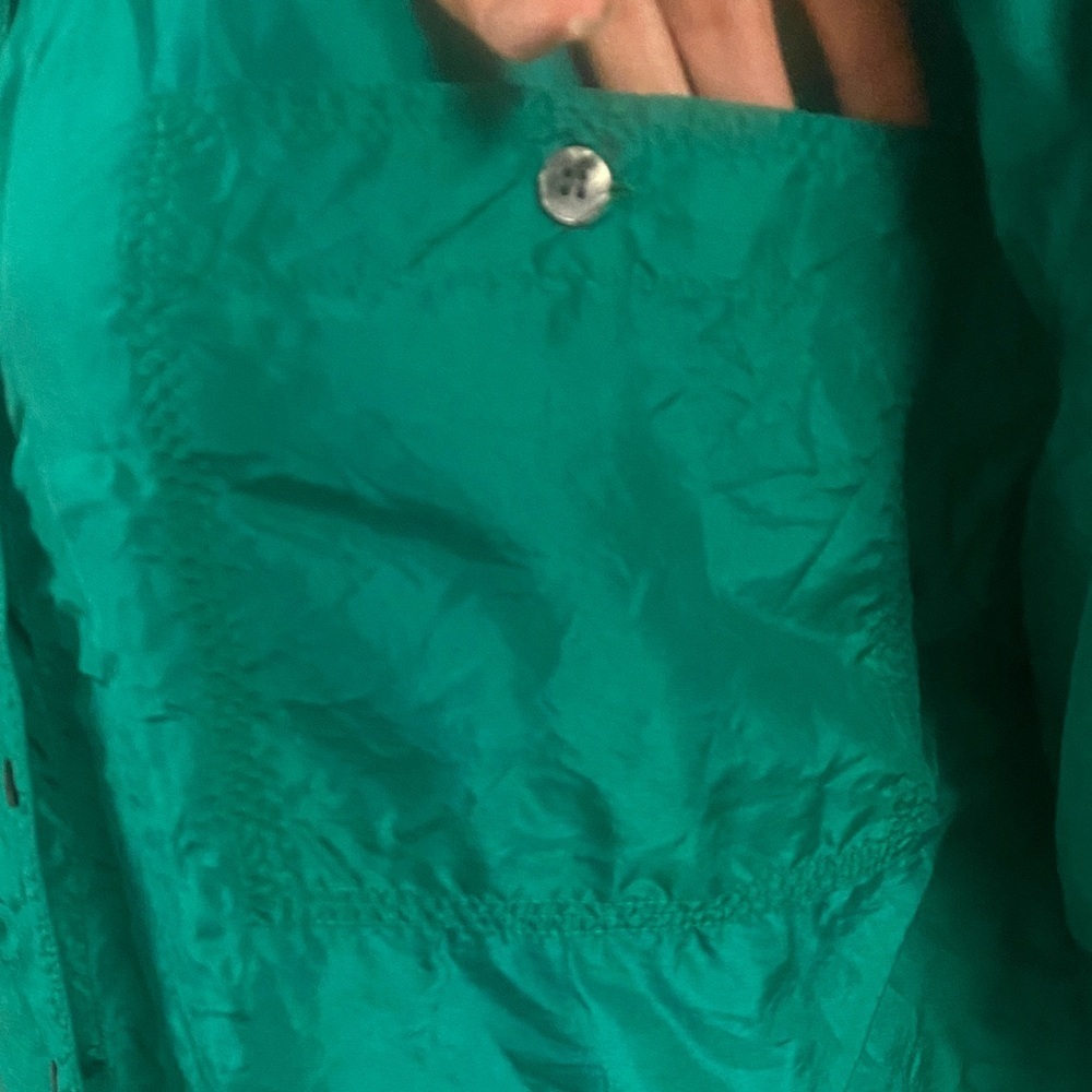 Vintage 90s Bentley Teal Silk Oversized Shirt L - Picture 3 of 6